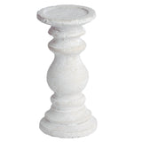 White Wash Stone Textured Vintage Column Candle Holder 20cm