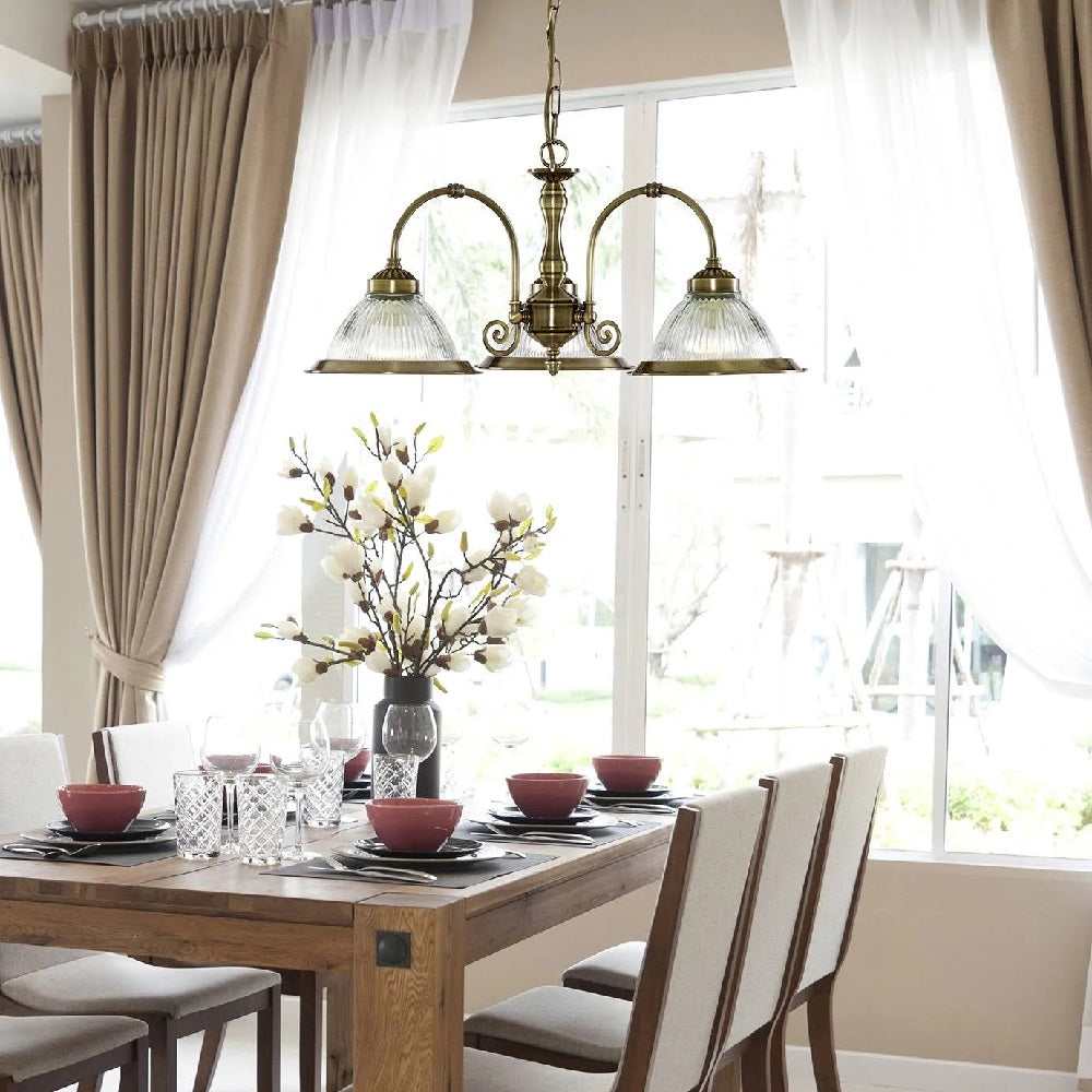 Satin Brass Vintage Traditional Pendant Light