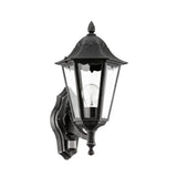 Black Modern Outdoor Single Lamp Up Lantern Wall Light with PIR IP44