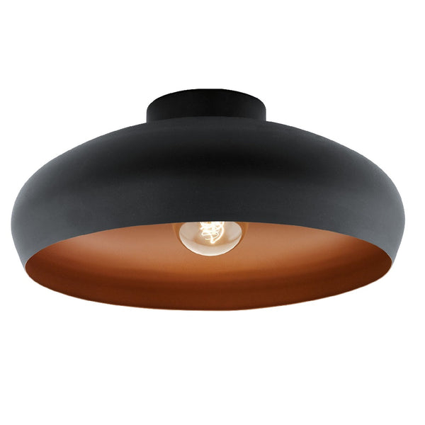 Eglo 94547 Mogano Vintage Black & Copper Domed Flush Ceiling Light