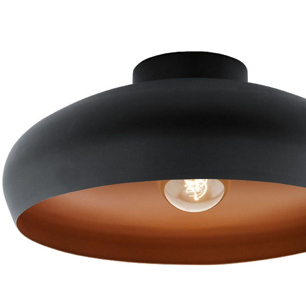 Eglo 94547 Mogano Vintage Black & Copper Domed Flush Ceiling Light