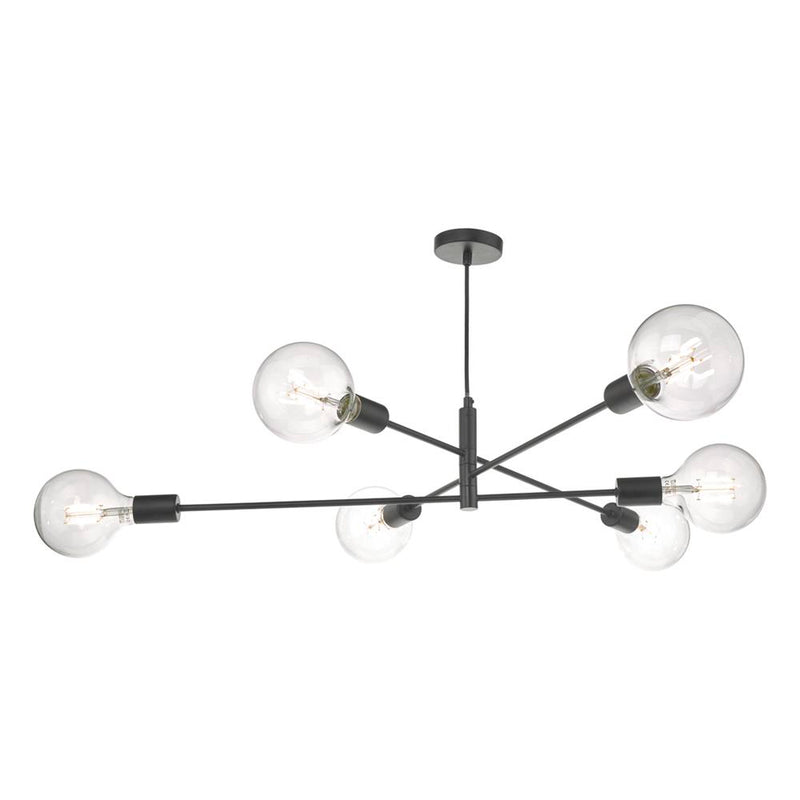 Black Vintage Spider 6 Lamp Semi Flush Ceiling Light 96cm