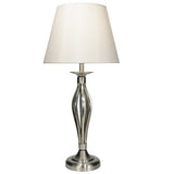 Satin Chrome Open Metalwork Table Lamp with Cream Shade 53cm