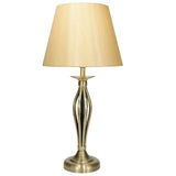 Antique Brass Open Metalwork Table Lamp with Gold Shade 53cm