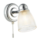 DAR CED0738 Cedric Polished Chrome Bathroom 1 Lamp Switched Spot Light with Ribbed Glass