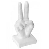 White Ceramic V for Victory Hand Sign Sculpture 18cm