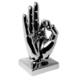 Britalia 880018 | Ceramic Silver OK Hand Sign Ornament | BRT880018