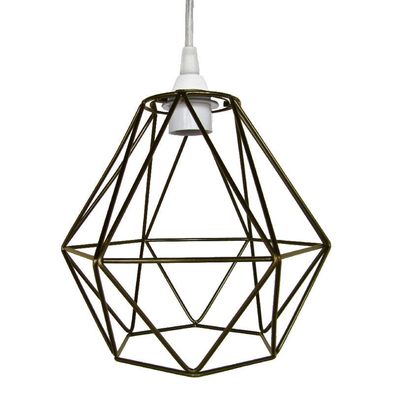 Antique Brass Bird Cage Wire Pendant