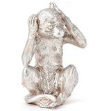 Silver Metallic Effect Resin Monkey Hear No Evil Animal Figurine