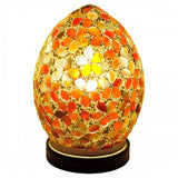 Amber Flower Mosaic Glass Vintage Egg Table Lamp 20cm