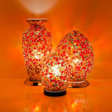 Red Flower Mosaic Glass Egg Lamp Small
