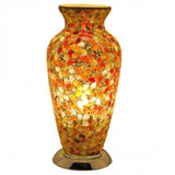 Amber Flower Mosaic Glass Vintage Vase Table Lamp 38cm