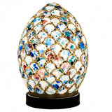 Britalia 880440 Blue Tile Mosaic Glass Vintage Egg Table Lamp 20cm