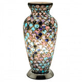 Britalia 880472 Blue & Pink Tile Mosaic Glass Vintage Vase Table Lamp 38cm