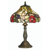 Oaks OT 1345/12 TL Peonies Tiffany Glass Vintage Table Lamp 48cm