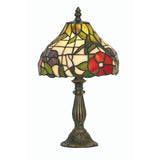 Oaks OT 1345/8 TL Peonies Tiffany Glass Vintage Table Lamp 37cm