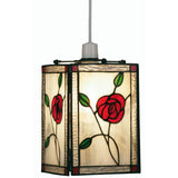 Oaks OT 25 ROSE Rose Tiffany Glass Vintage Non Electric Square Pendant 15cm