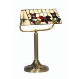 Oaks OT 3589/BL TL Camillo Tiffany Glass Vintage Bankers Table Lamp 39cm