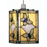 Blue Butterfly Tiffany Glass Vintage Easy Fit Square Pendant 15cm