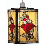 Red Butterfly Tiffany Glass Vintage Non Electric Square Pendant 15cm