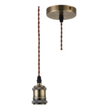Antique Brass Vintage Fabric Twisted Cable Flex Suspension Ceiling Rose Pendant