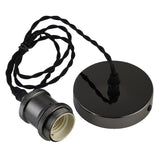 Black Chrome Metal Pendant Lampholder ES E27