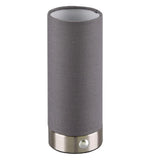 LED Matt Nickel & Grey Shade Modern Cylindrical Touch Table Lamp 20cm