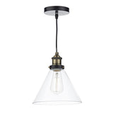 Antique Brass 1 Lamp Vintage Pendant Light with Clear Glass Shade