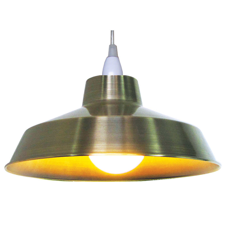 Antique Brass Plated Metal Coolie Vintage Retro Easy Fit Pendant Shade 30cm