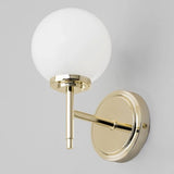 Brass & Opal White Globe Bathroom Wall Light