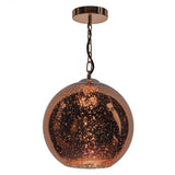 DAR SPE0164 Speckle Copper Electro Plated Glass 1 Lamp Globe Pendant Light