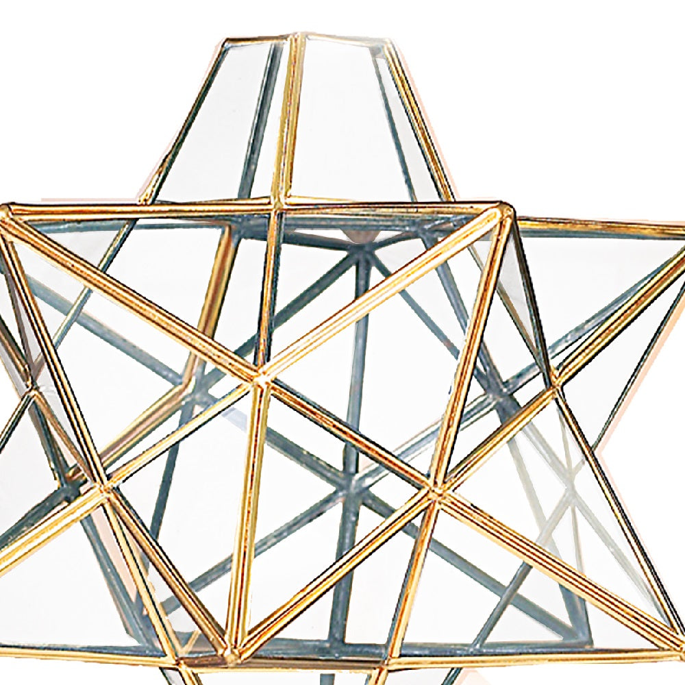 Antique Brass & Glass Star Pendant Light