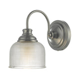 Antique Chrome & Textured Glass Dome Vintage Switched Wall Light