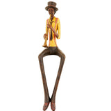 Britalia BR0261 Brown & Yellow Resin Sitting Jazz Trumpeter Musician Sculpture Figurine 42cm