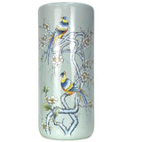 Blue Floral Leaf and Birds Design Ceramic Round Umbrella Stand 44cm