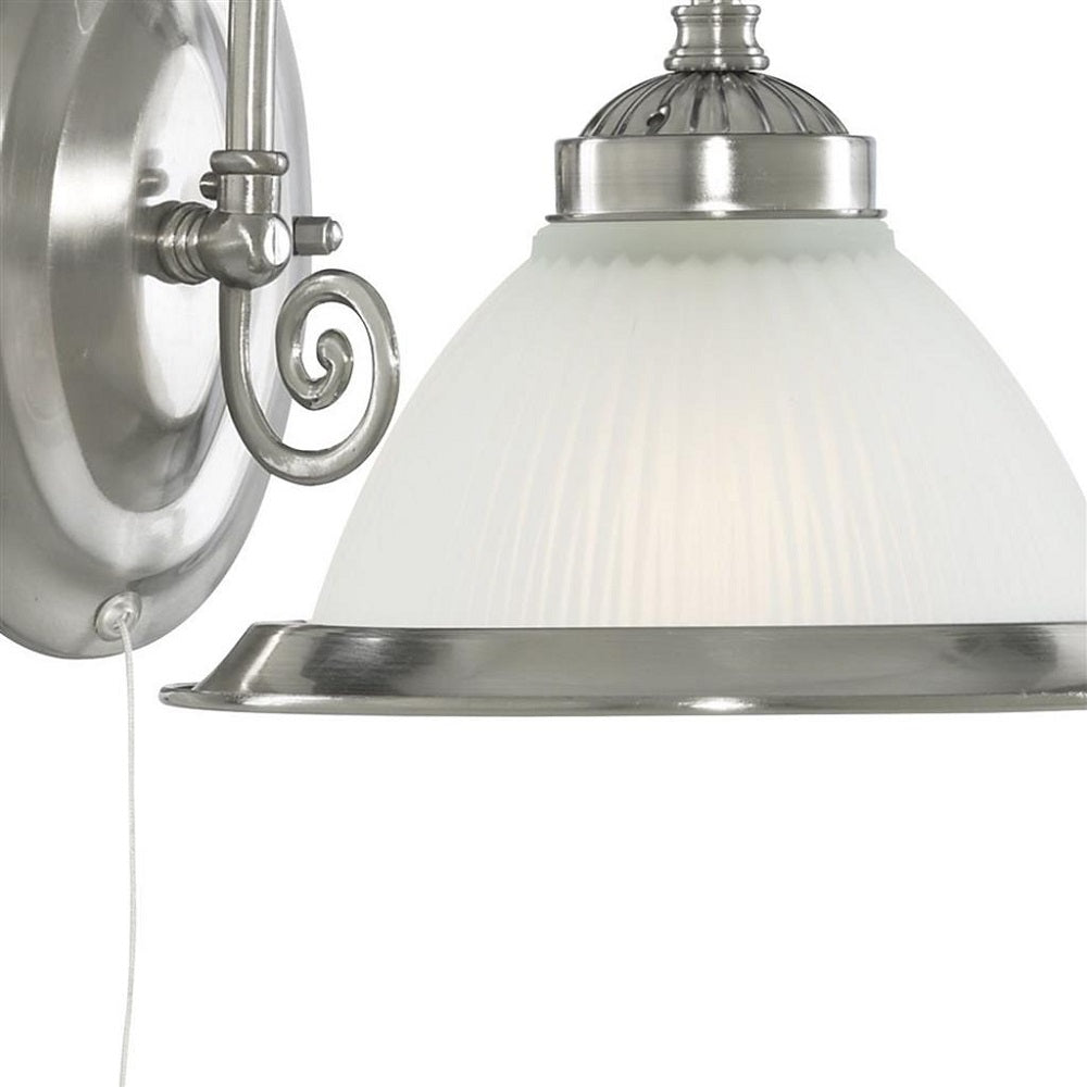 Satin Chrome Wall Light With Pull Cord