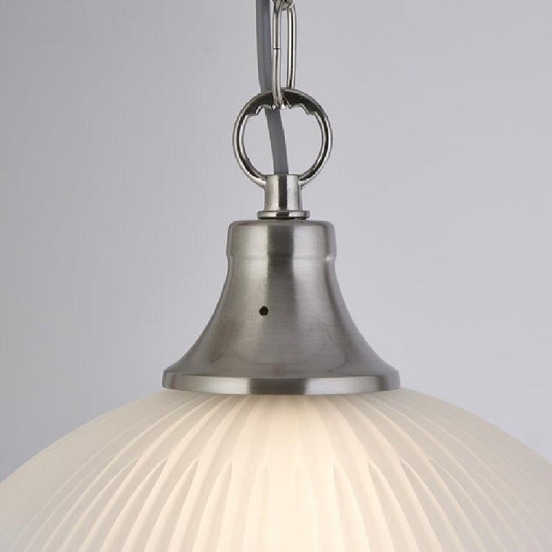Brushed Chrome & Opal Glass Domed Pendant Lighting