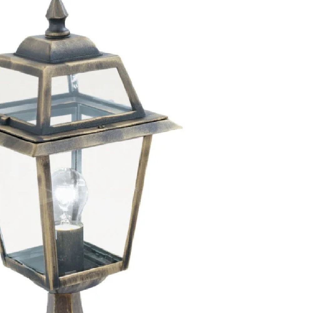 Black & Gold Outdoor Traditional Lantern Pedestal Post Light 495mm