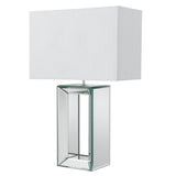 Mirrored Base Vintage Table Lamp with Rectangular White Shade
