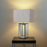 Mirrored & White Rectangular Table Desk Lamp