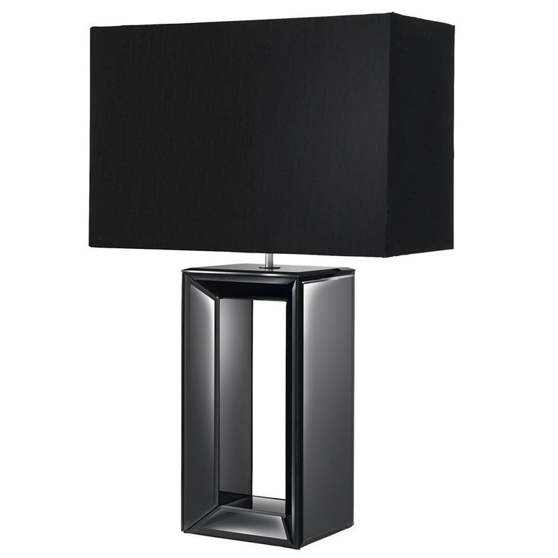 Black Mirror Base Vintage Table Lamp with Rectangular Shade 58cm