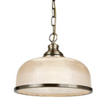Brushed Brass & Clear Rib Domed Pendant Light