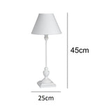 Britalia BR18554 White Washed Wood Vintage Rustic Candlestick Table Lamp with Linen Shade 45cm
