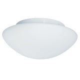 White Bathroom Modern Round Flush Light with Opal Glass Shade 230mm