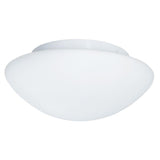 White Bathroom Modern Round Flush Light with Opal Glass Shade 280mm