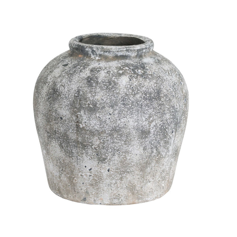 Britalia BR19417 White Stone Effect Vintage Ceramic Vase and Plant Pot - 30cm Height