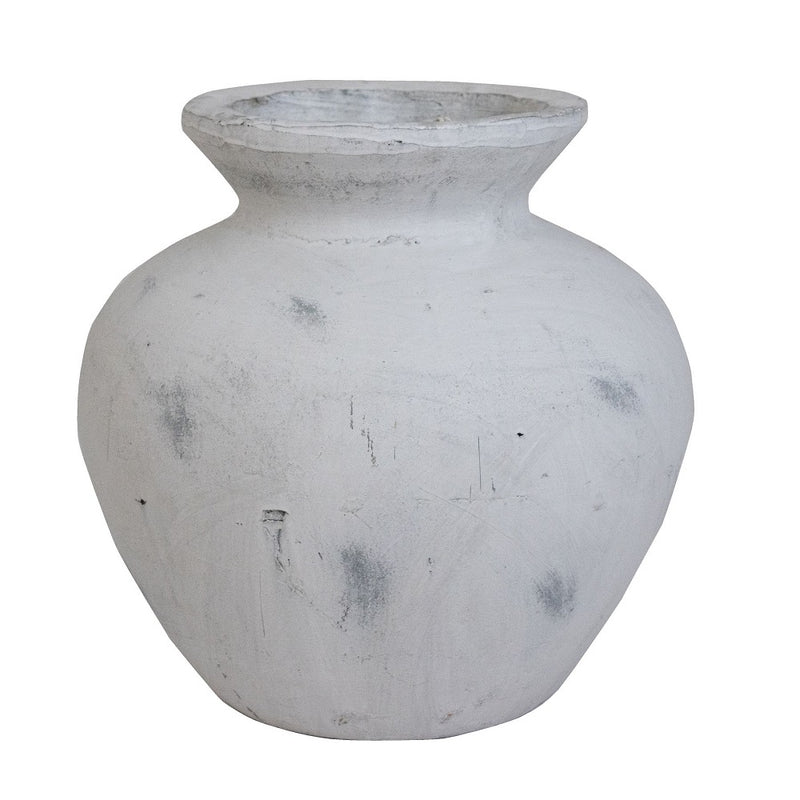 Britalia BR19502 White Stone Effect Vintage Ceramic Vase and Plant Pot - 30cm Height