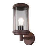 Antique Rust & Clear Cylinder Shade Outdoor Wall Light