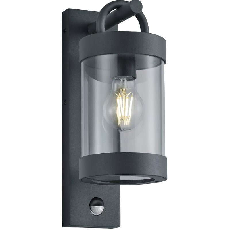 Britalia BR204169142 Anthracite Dark Grey Outdoor Vintage Down Lantern Wall Light with Motion PIR Sensor IP44