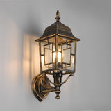 Classic bronze porch wall light with clear glass panels